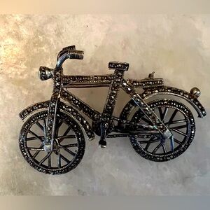 Vintage Sterling Silver and Marcasite Bicycle Brooch